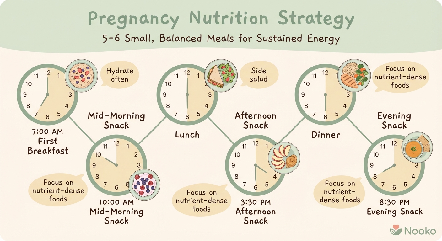 Eating small frequent meals to reduce pregnancy nausea